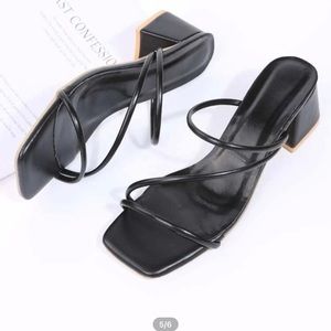 Shein Thin Strap Chunky Heeled Mules